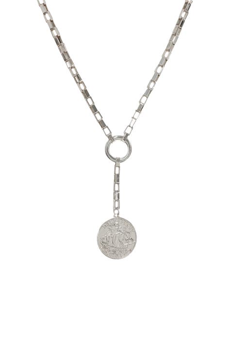 Large Coin Lariat Necklace