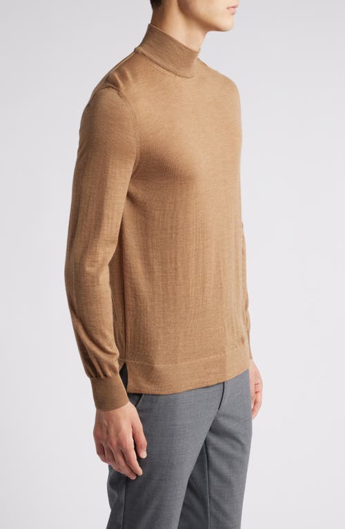 Shop Canali Mock Neck Wool Sweater In Dark Beige