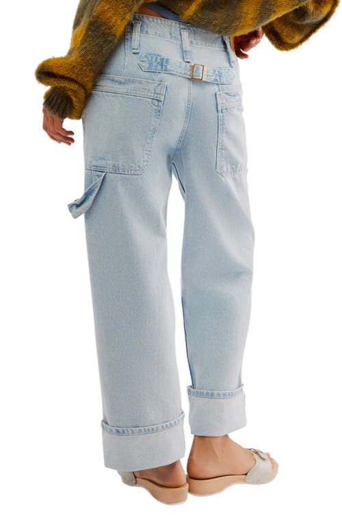 Free People Major Leagues Wide Leg Crop Jeans In Light Stone