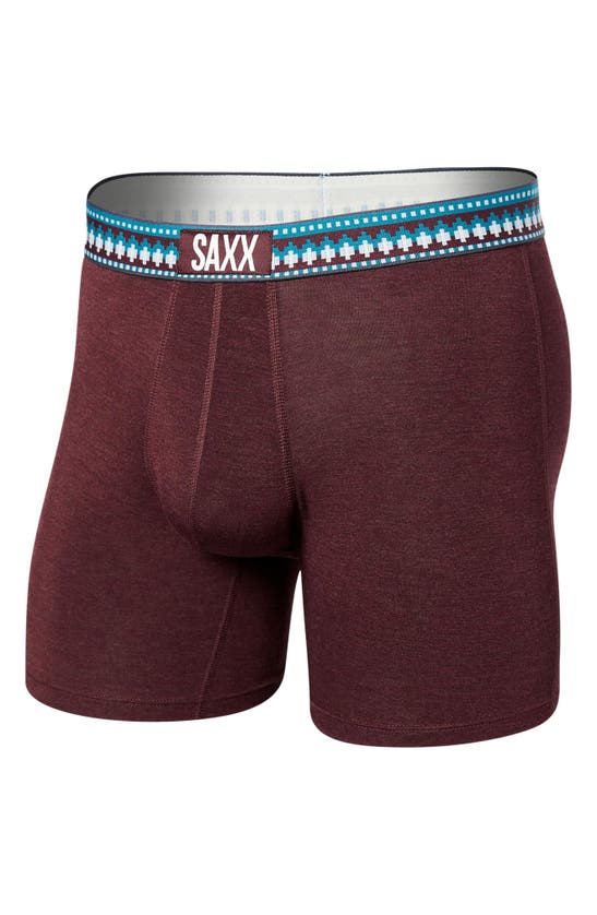 Saxx Vibe Super Soft Slim Fit Boxer Briefs In Plum Heather/ Sweater Wb