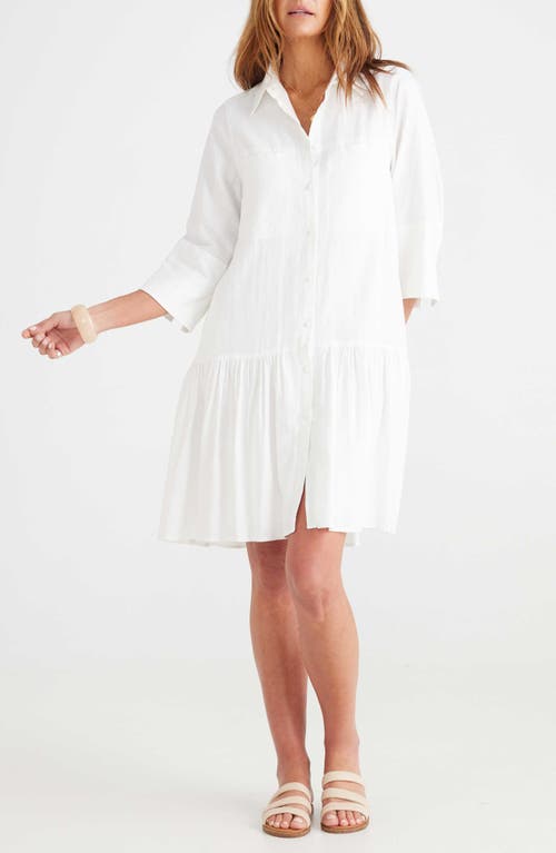 Stasia Linen Blend Shirtdress in White