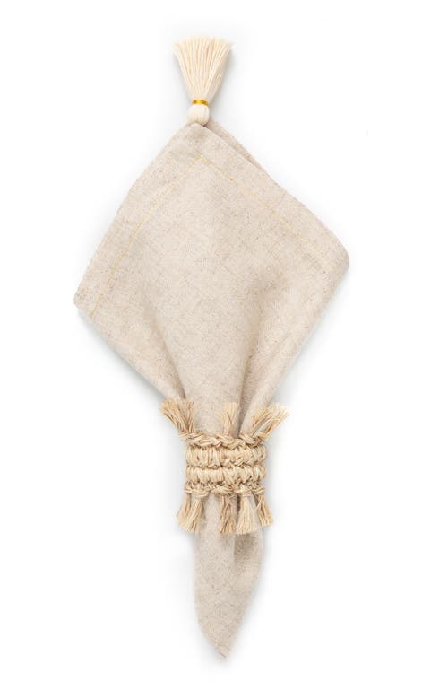 Tallo De Olivo Fique Fringe Napkin Rings Set Of 4 In Natural