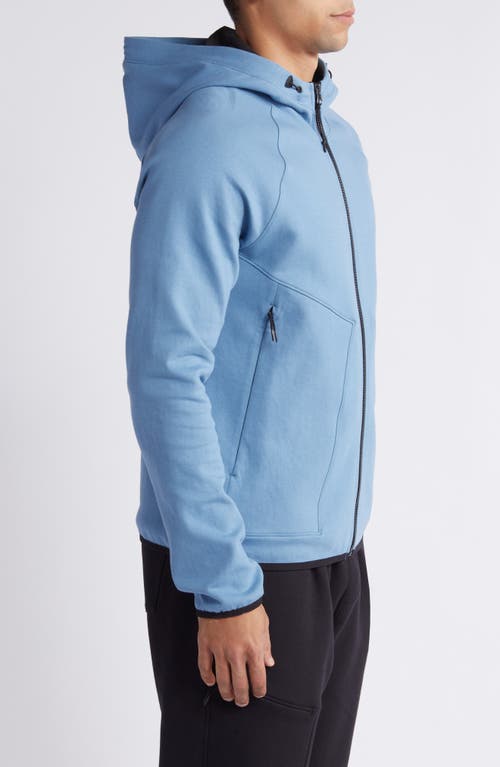 Shop Zella Powertek Full Zip Hoodie In Blue Coronet