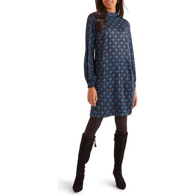 Boden Christobel Long Sleeve Print Shift Dress, Black