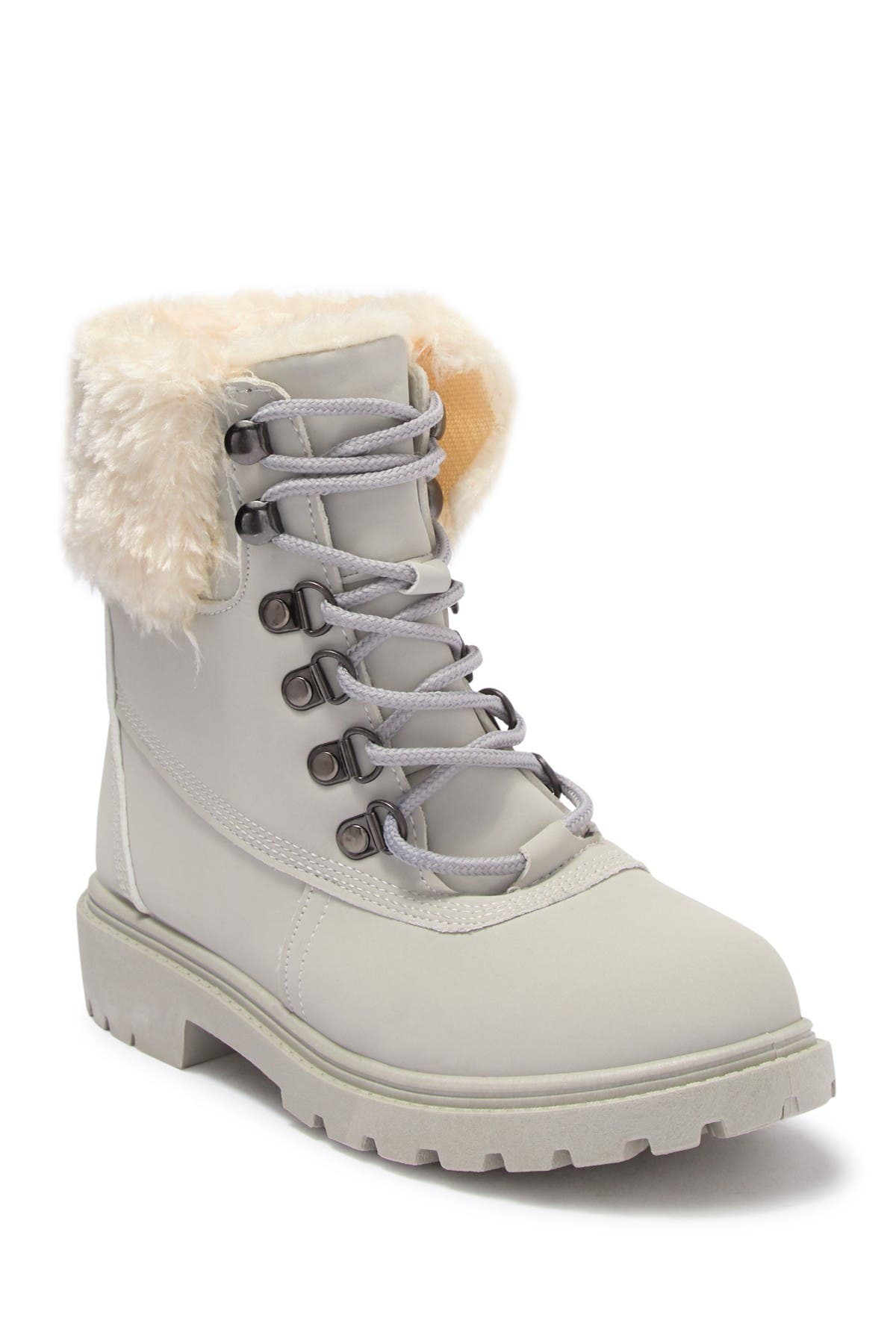 OLIVIA MILLER | Faux Fur Lace Up Boot 