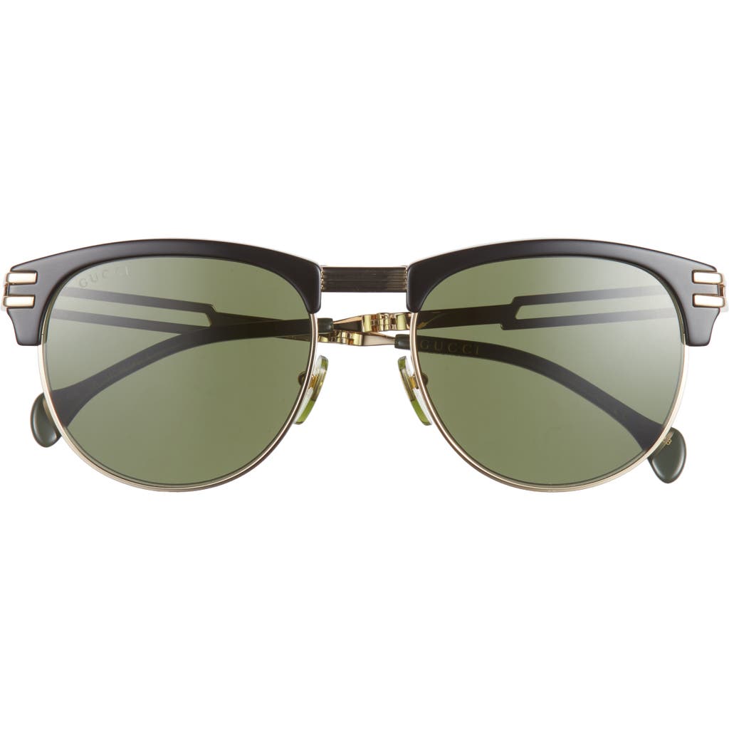 Shop Gucci 54mm Browline Sunglasses In Black Gold Green