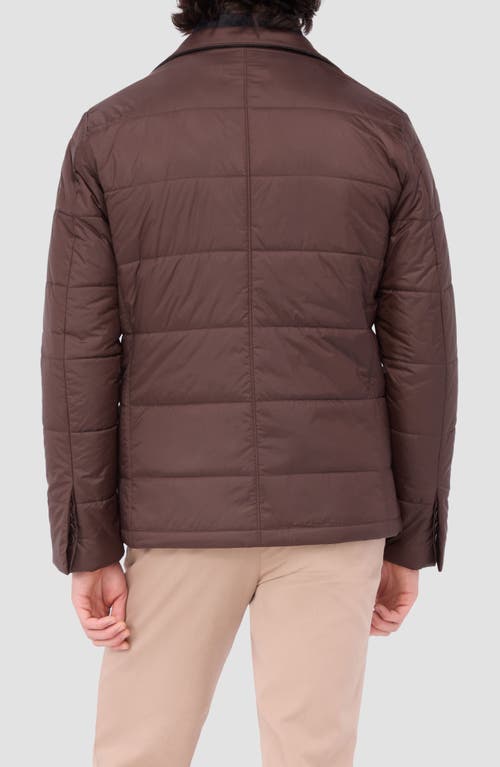 Bugatchi Quilted Water Repellent Nylon Blazer With Bib In Truffle