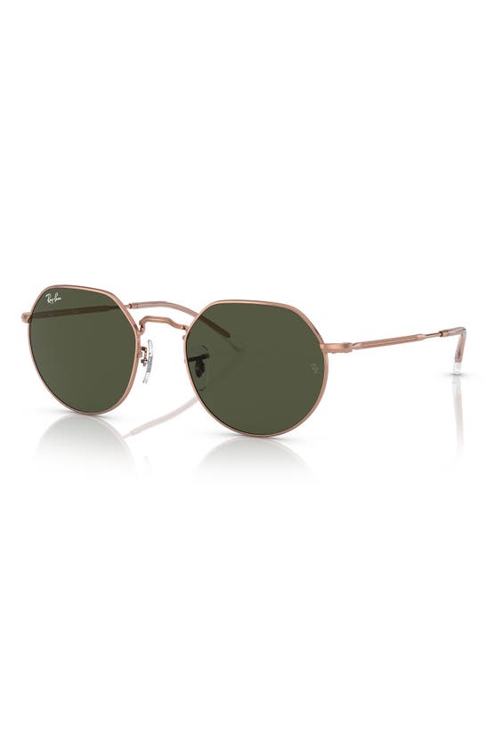 Ray Ban Jack 53mm Round Sunglasses In Rose Gold
