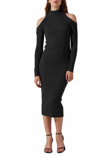 Cold Shoulder Mock Neck Midi Sweater Dress – ASTR The Label