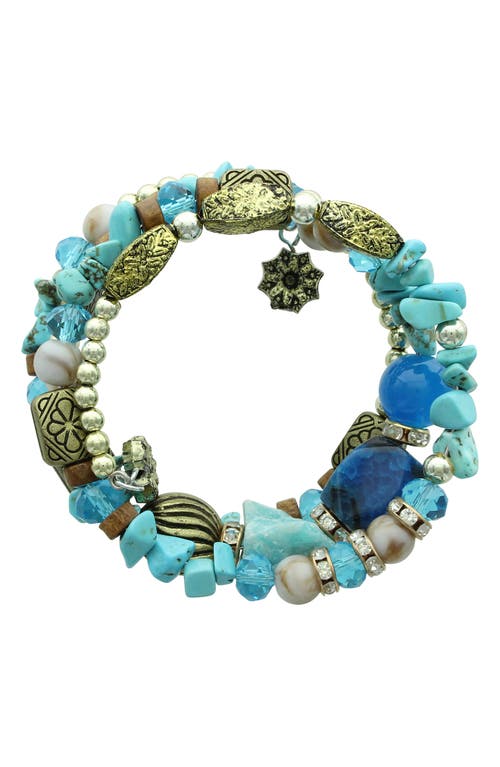 Shop Olivia Welles Tessa Mixed Stone Wrap Bracelet In Gold/blue