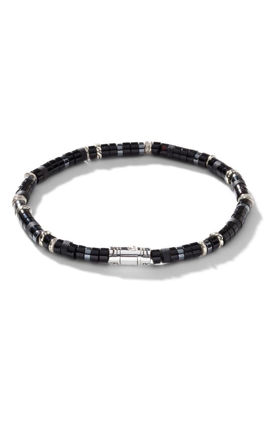 Shop John Hardy Heishi Black Onyx & Hematite Beaded Bracelet In Black/ Silver