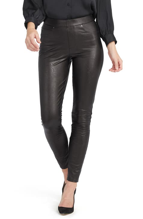 Spanx Size XL Black Cotton Denim Elastic Waist Skinny Pants