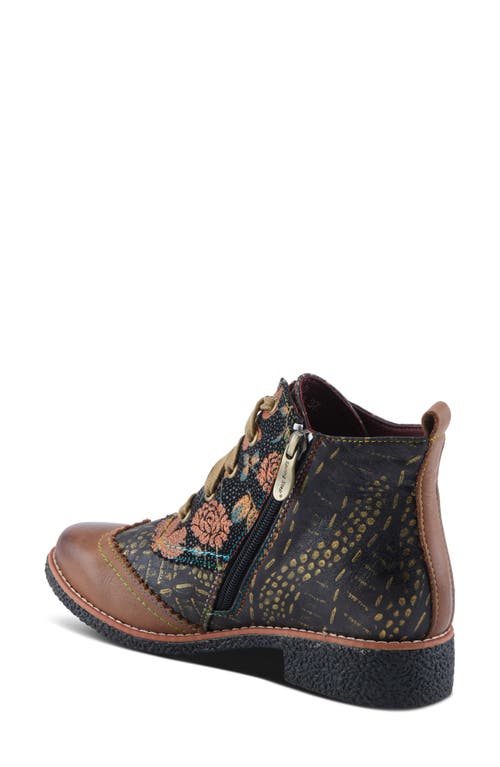 Shop L'artiste By Spring Step Muggianahi Wingtip Lace-up Bootie In Brown Multi