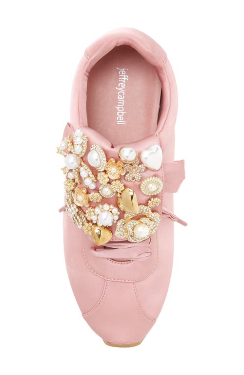 Shop Jeffrey Campbell Shelter Embellished Sneaker In Pink Satin Combo