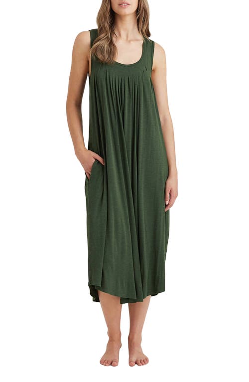 Shop Papinelle Kate Pleated Nightgown In Forest Green