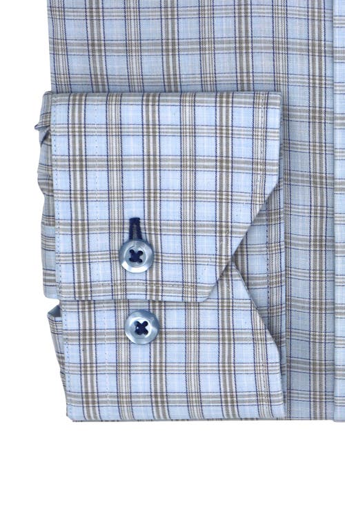 Shop Lorenzo Uomo Trim Fit Long Sleeve Perfect Button Front Dress Shirt In Light Blue/tan