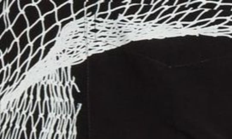 Shop Victoria Beckham Contorted Net Print Silk Button-up Pajama Shirt In Contorted Net - Black/ White