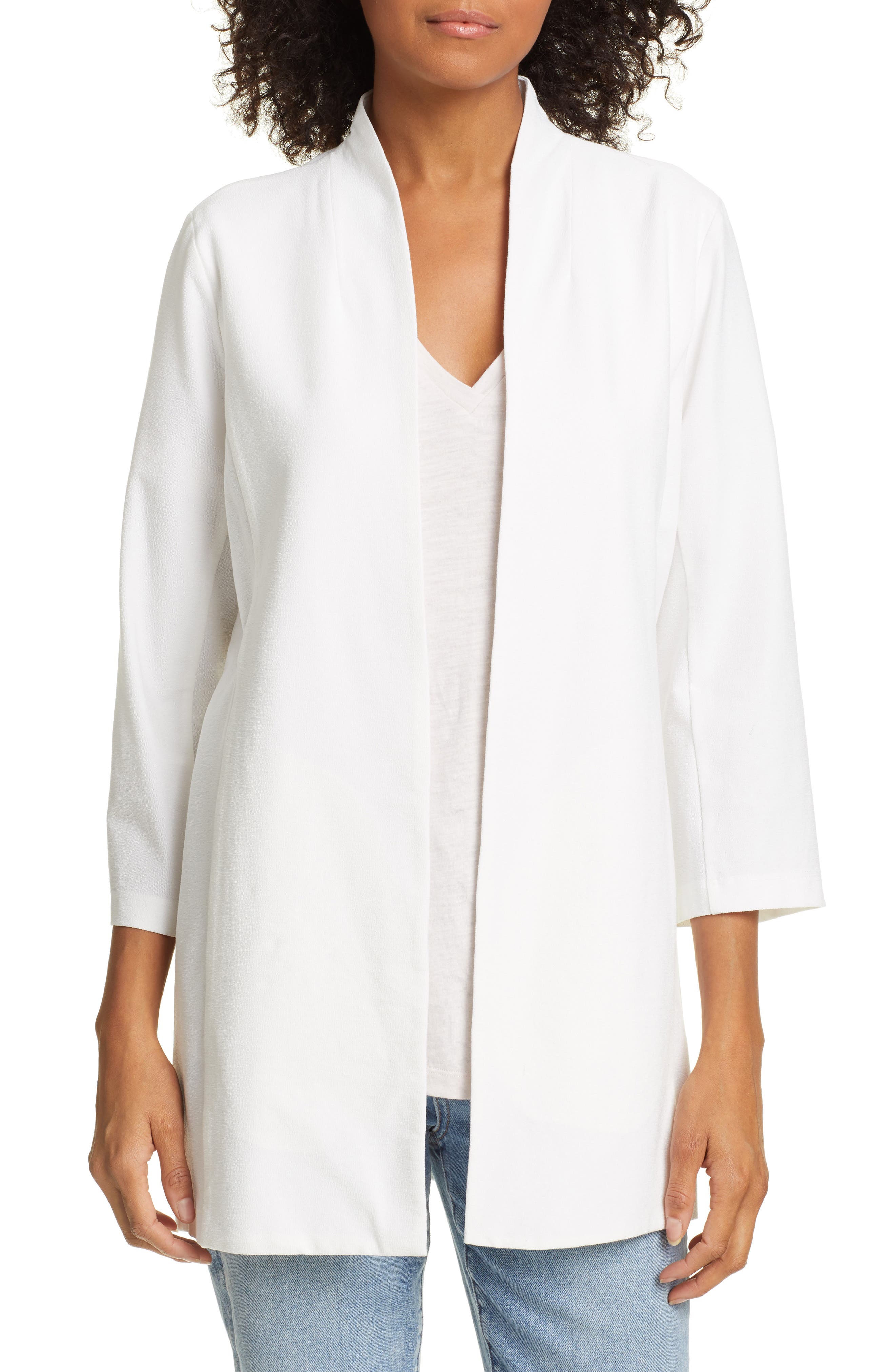 long collarless jacket