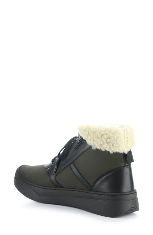 Softinos By Fly London Faux Shearling Bootie In Khaki Smooth Leather