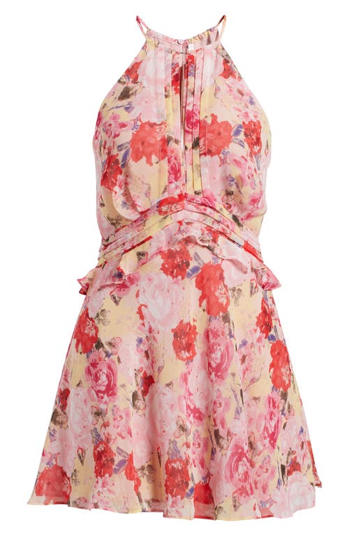 FLORET STUDIOS Floral Ruffle Waist Dress in Pink Floral
