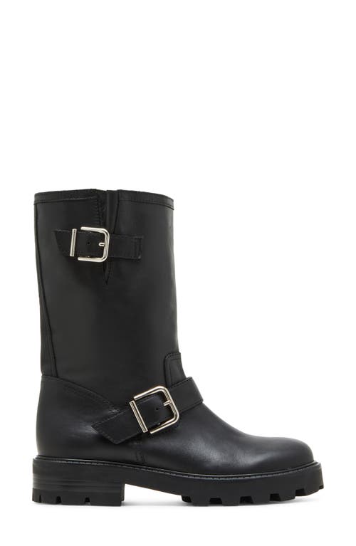 Shop Steve Madden Gleeson Moto Boot In Black Leather