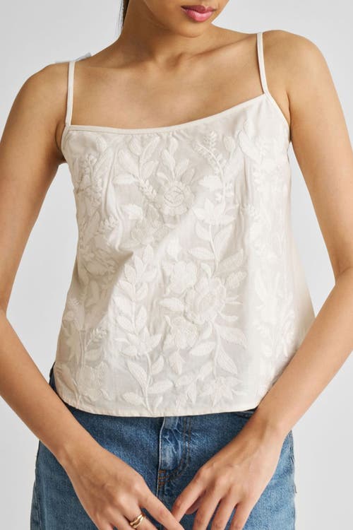 Reistor Embroidered Camisole Top In Coconut White