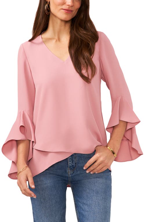 Flutter Sleeve Tunic in Pink Shadow