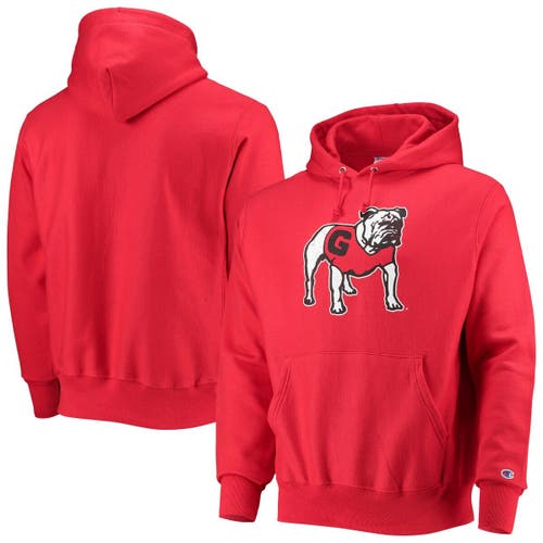 Men's Champion Red Georgia Bulldogs Vault Logo Reverse Weave Pullover Hoodie