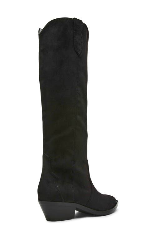 Dolce Vita Raj Wide Calf Onyx Suede Leather Pointed-toe Knee-high Boots In Black Faux Suede