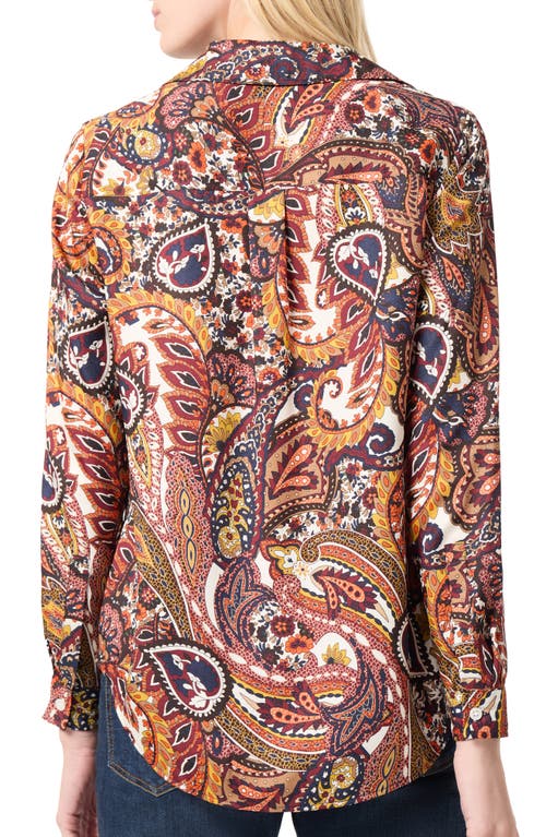 JONES NEW YORK JONES NEW YORK PAISLEY PRINT UTILITY BUTTON-UP SHIRT 