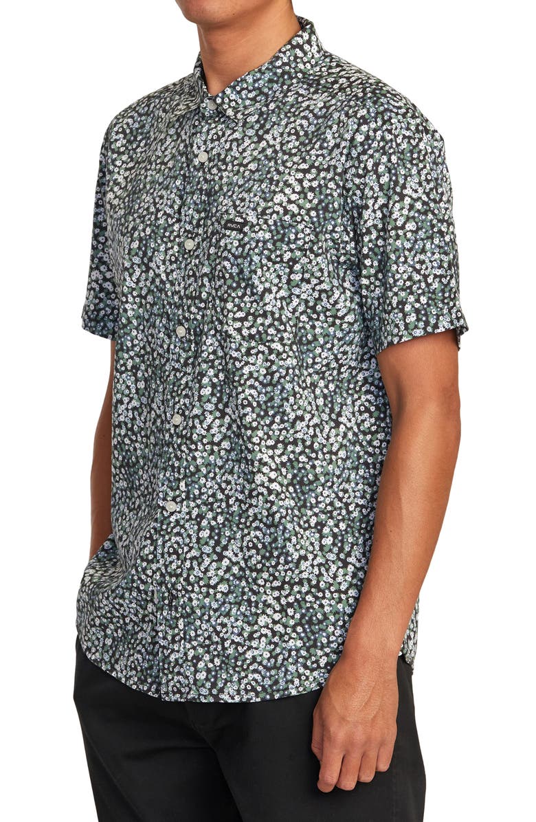 RVCA Midnight Floral Regular Fit Short Sleeve Button-Up Shirt | Nordstrom