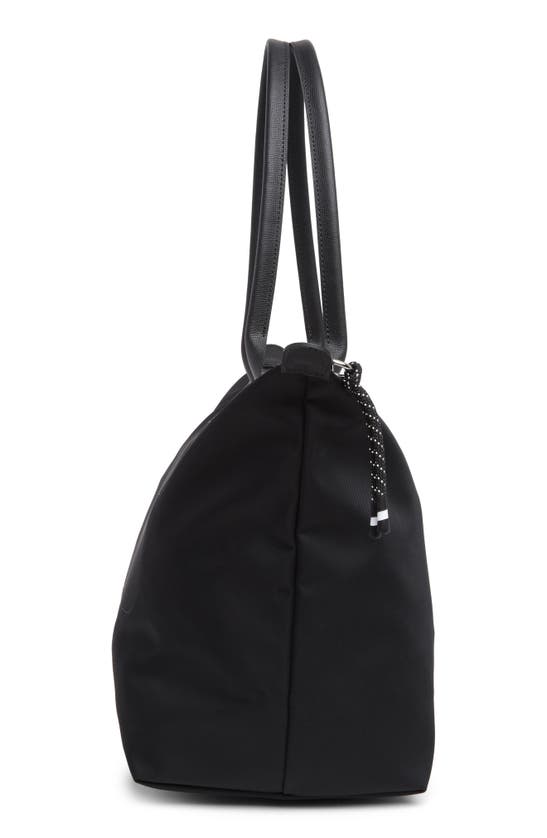 Shop Longchamp Large Le Pliage Green Recycled Canvas Tote In Black