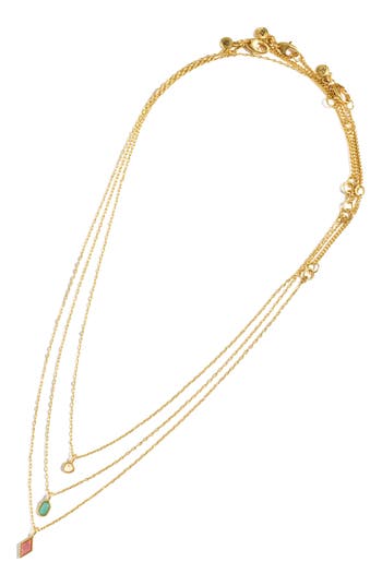 Shop Madewell Valley Stone 3-piece Necklace Set In Gold/rhondite