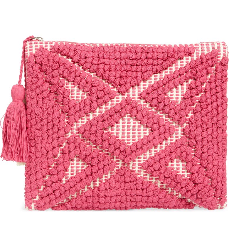 Sole Society Palisades Tasseled Woven Clutch | Nordstrom