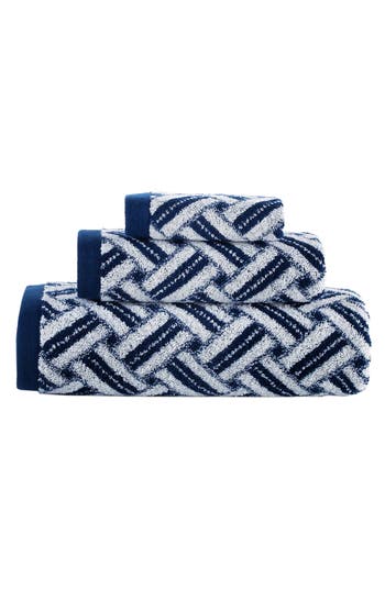 Shop Brooks Brothers Crisscross Stripe Turkish Cotton 3-piece Towel Set In Navy