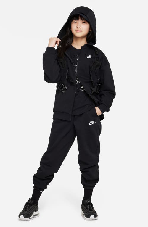 Nike Sportswear Club Fleece Big Kids' Oversized Full-zip Hoodie In Black/white