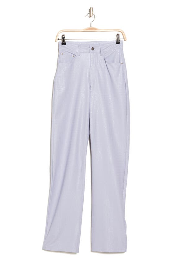Shop Naked Wardrobe Straight Croc Faux Leather Straight Leg Pants In Lavender