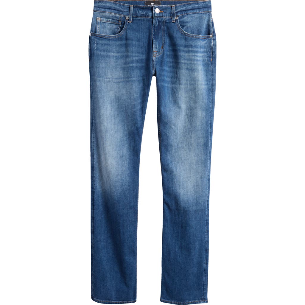 7 For All Mankind Faded Tapered Denim Jeans In Auster