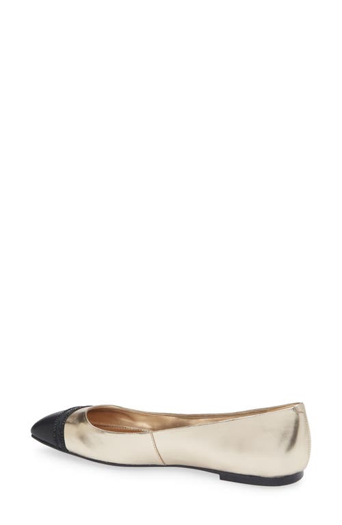 Karl Lagerfeld Paris Zofia Cap Toe Ballet Flat In White Gold/black