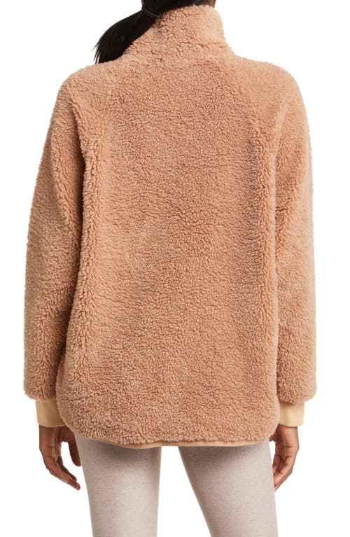 Beyond Yoga Take Flight High Pile Fleece Half Zip Pullover In Camel