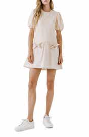 English Factory Mixed Media Puff Sleeve Dress | Nordstrom