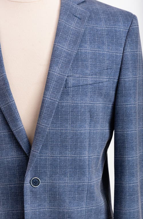 Savile Row Co Blue Plaid Knit Sport Coat In Blue