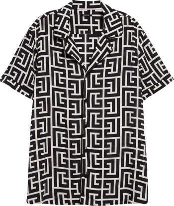 Balmain Macro Monogram Pajama Shirt in Black for Men