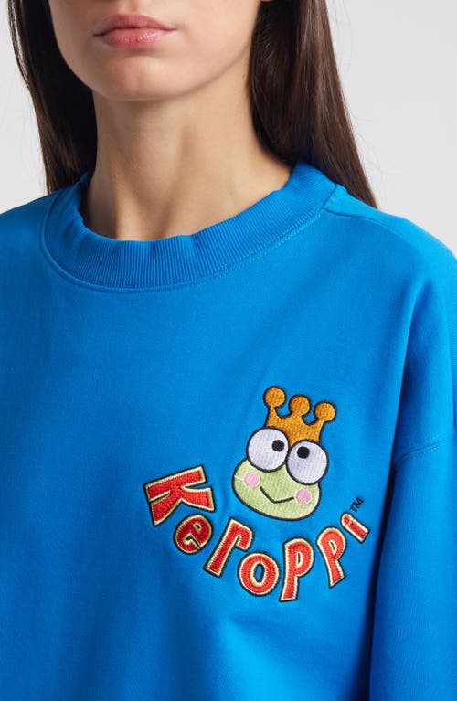 Shop Dumbgood X Sanrio Keroppi® Cotton Graphic Sweatshirt In Blue