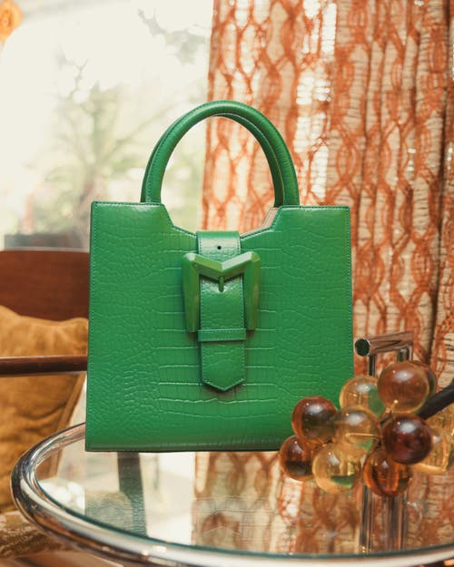 Mac Duggal Women's Medium Crocodile-embossed Leather Tote Bag In Spring Green