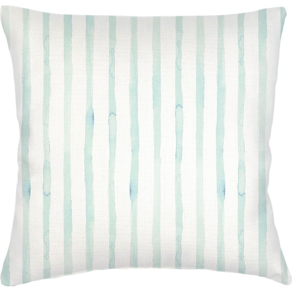Anaya Riviera Striped Linen Euro Pillow 26x26 With Down Insert In Aqua