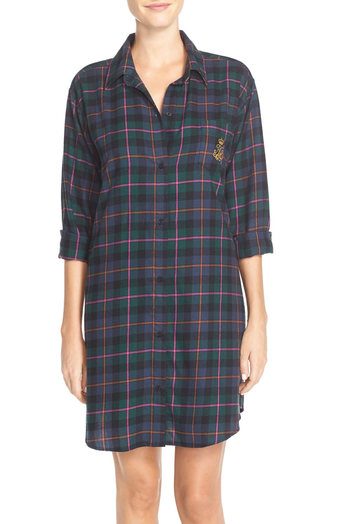 Lauren Ralph Lauren Brushed Plaid Sleep Shirt Nordstrom