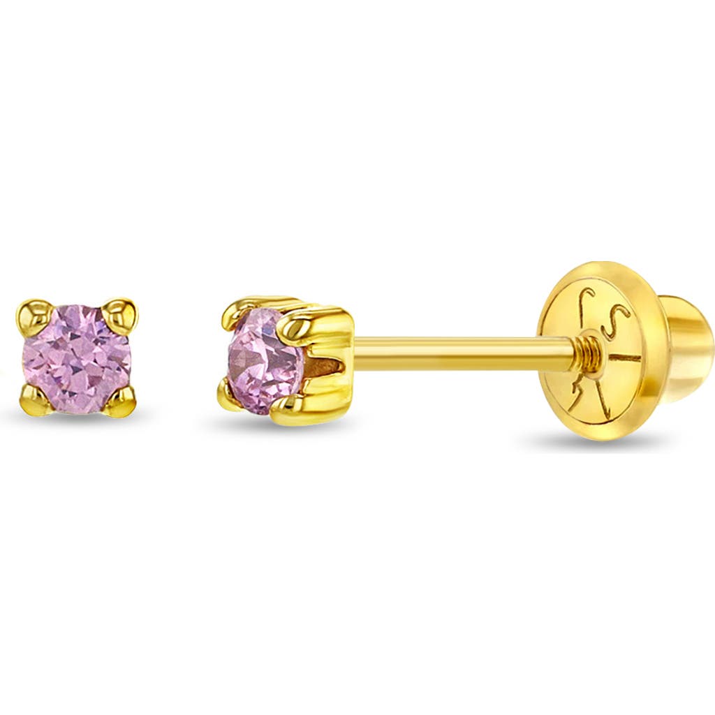 In Season Jewelry 14k 4 Prong Cubic Zirconia Solitaire Earrings In Pink