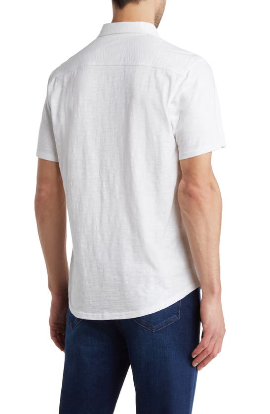 Shop 14th & Union Short Sleeve Slubbed Knit Button-up Shirt In White