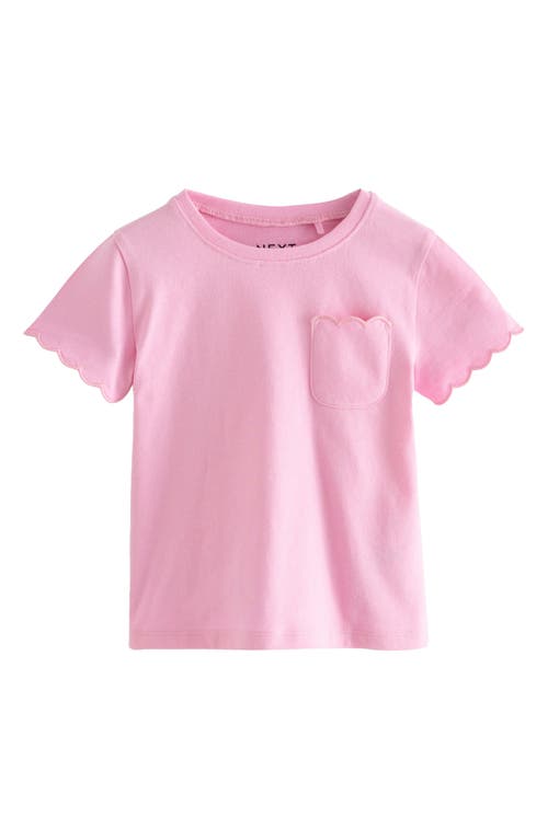 Next Kids' Assorted 3-pack Cotton Pocket T-shirts In Pink Navy White
